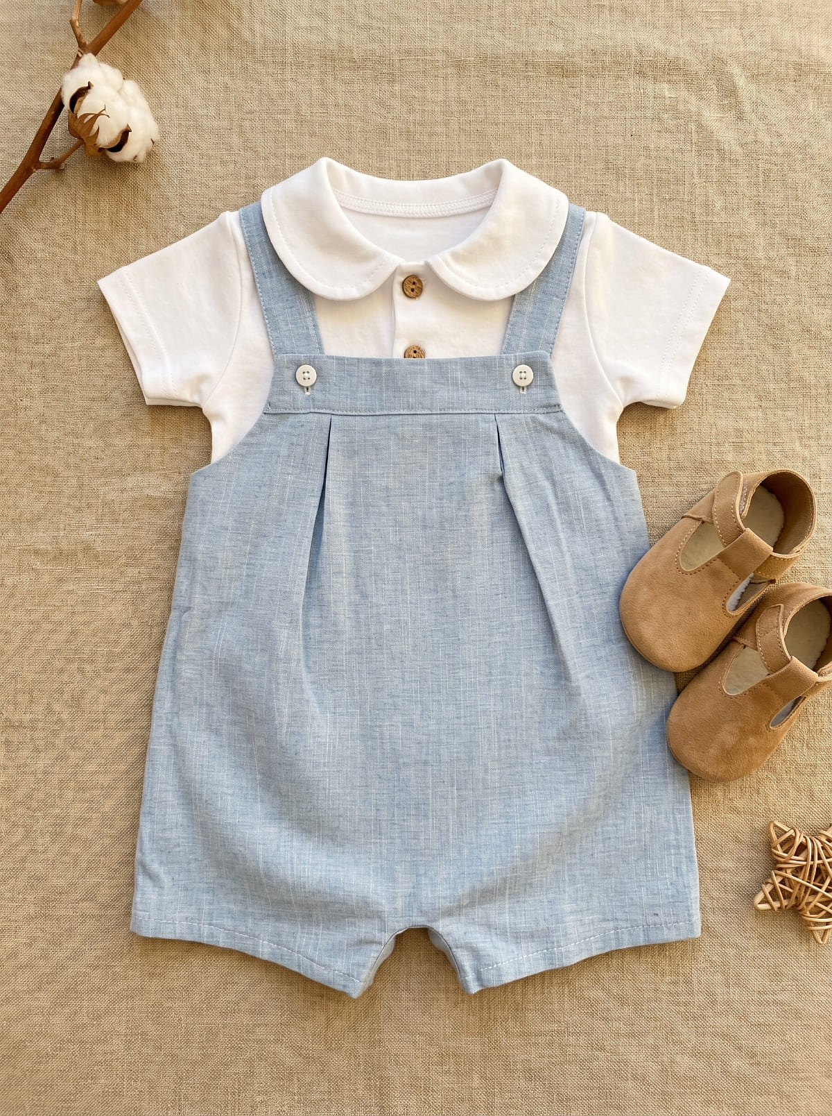 Look bébé garçon Bord de mer – Salopette bleu ciel