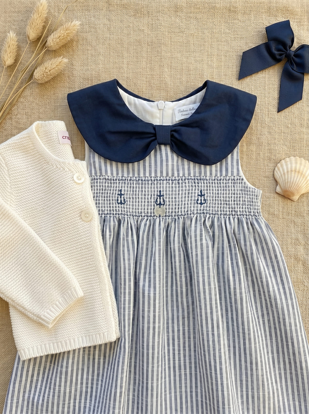 Look fille Bord de Mer – Robe smockée rayée – Image 2