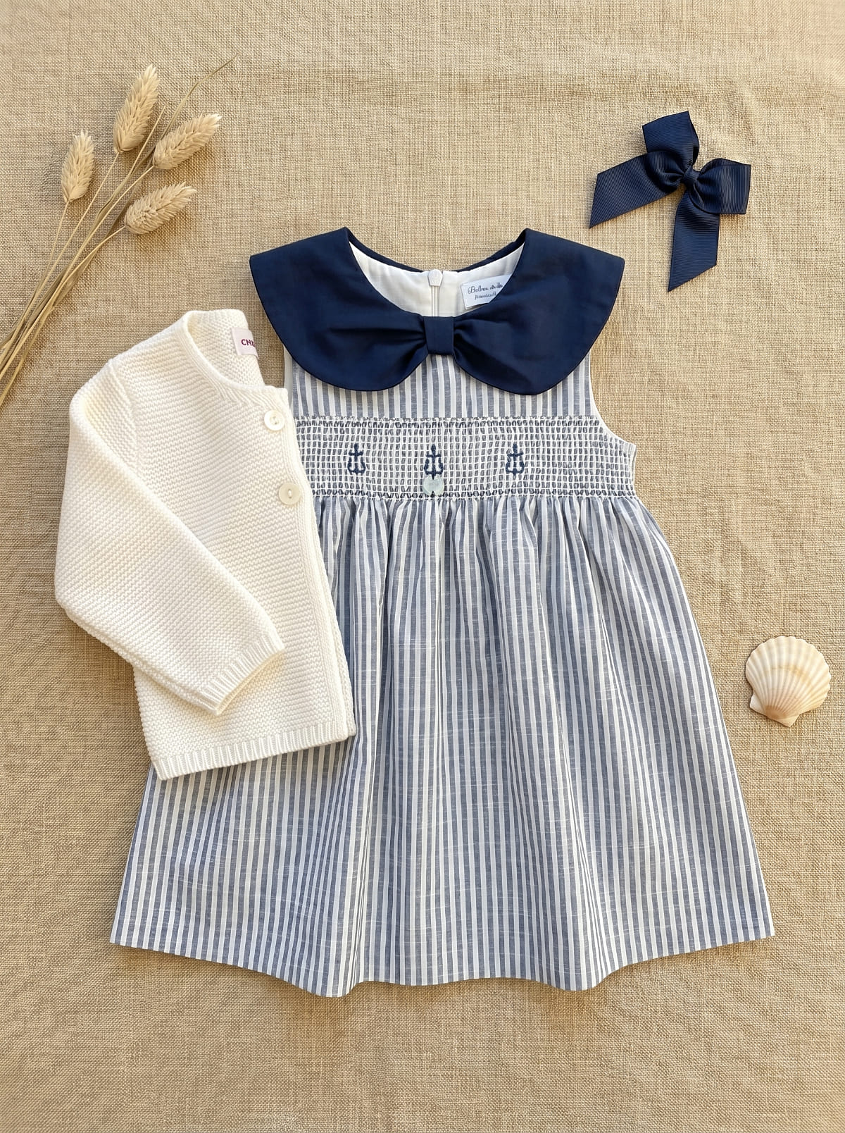 Look fille Bord de Mer – Robe smockée rayée