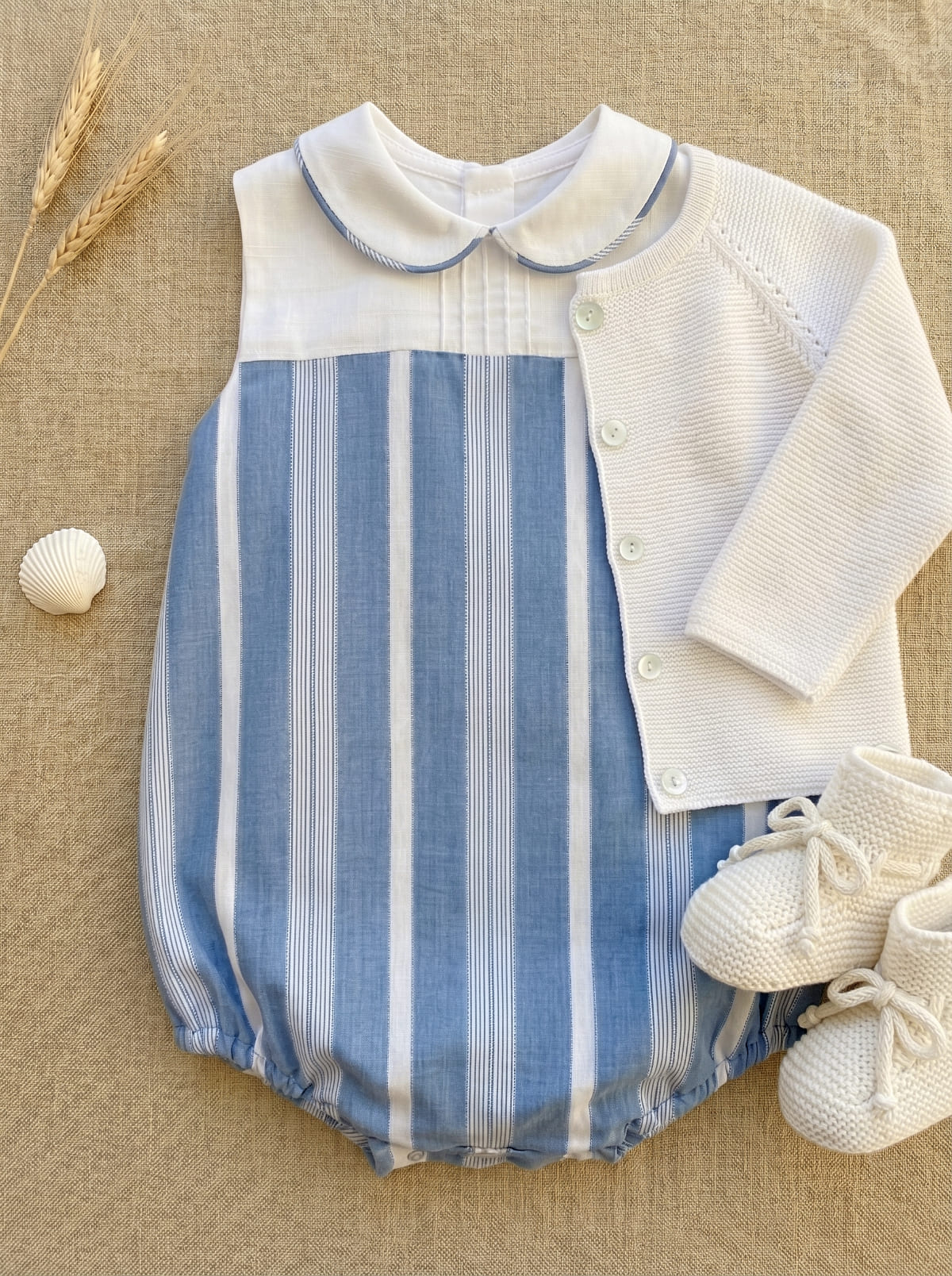 Baby boy newborn look Horizon Blue – Romper and cardigan - Image 2