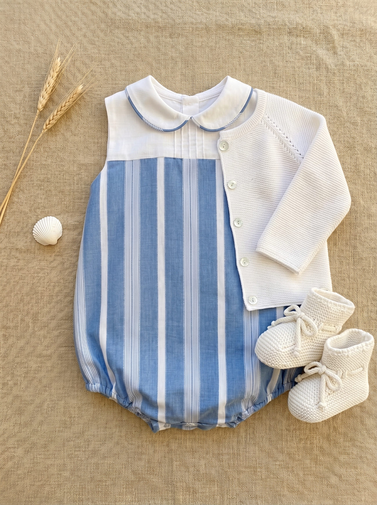 Baby boy newborn look Horizon Blue – Romper and cardigan
