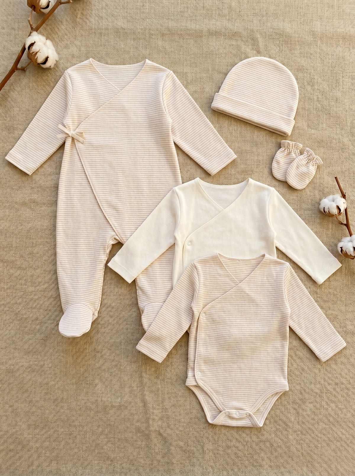 Tendre éveil newborn set – Striped organic set