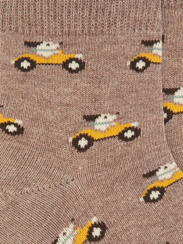 Chaussettes bébé garçon motif voitures - Beige
