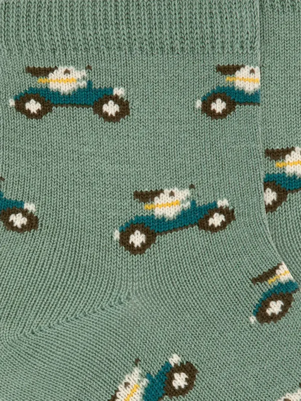 Chaussettes bébé garçon motif voitures - Vert