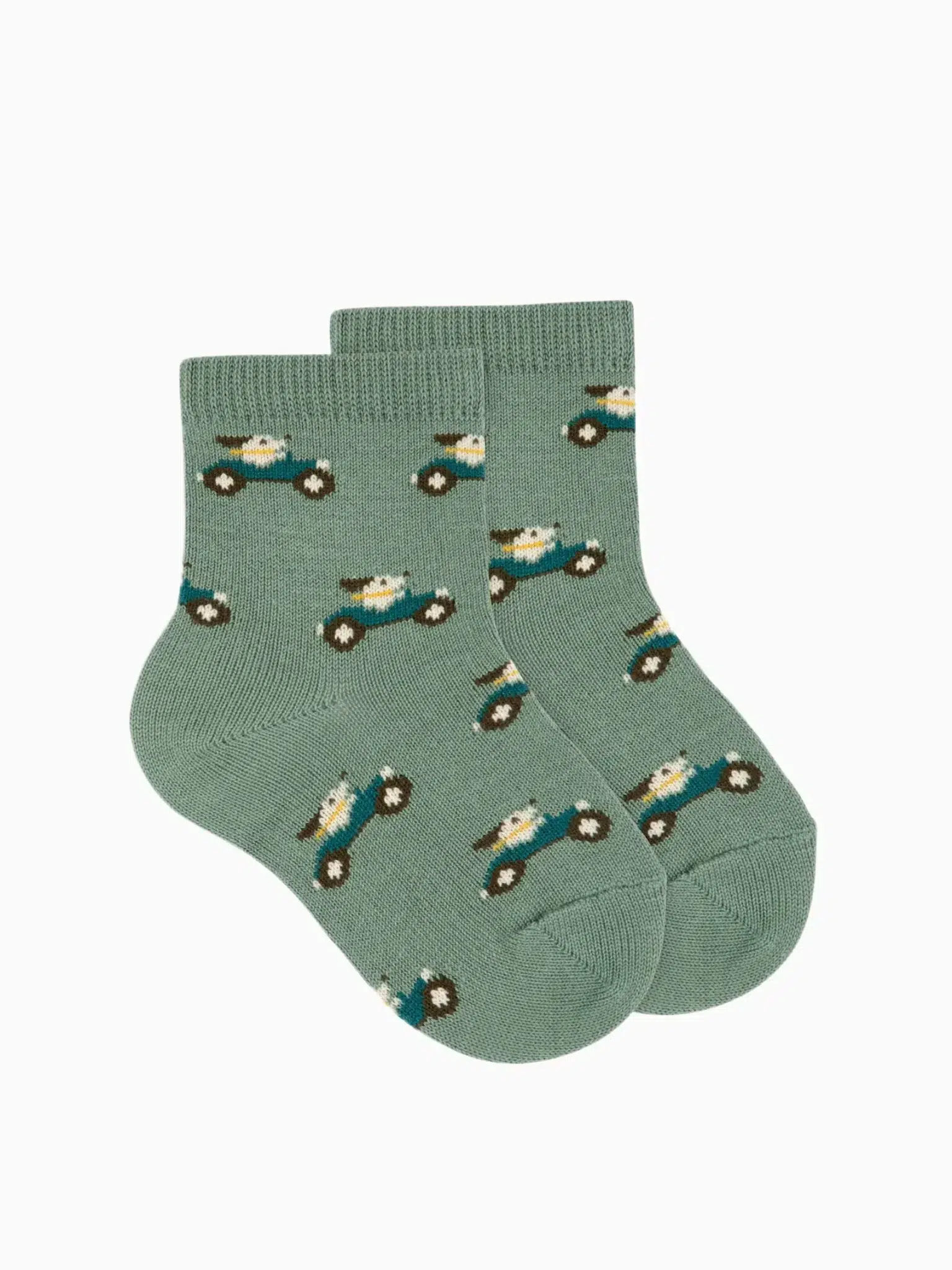 Chaussettes bébé garçon motif voitures - Vert