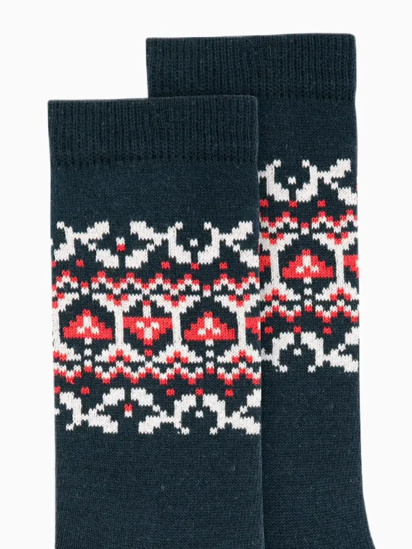 Chaussettes hautes bébé motif jacquard – Marine
