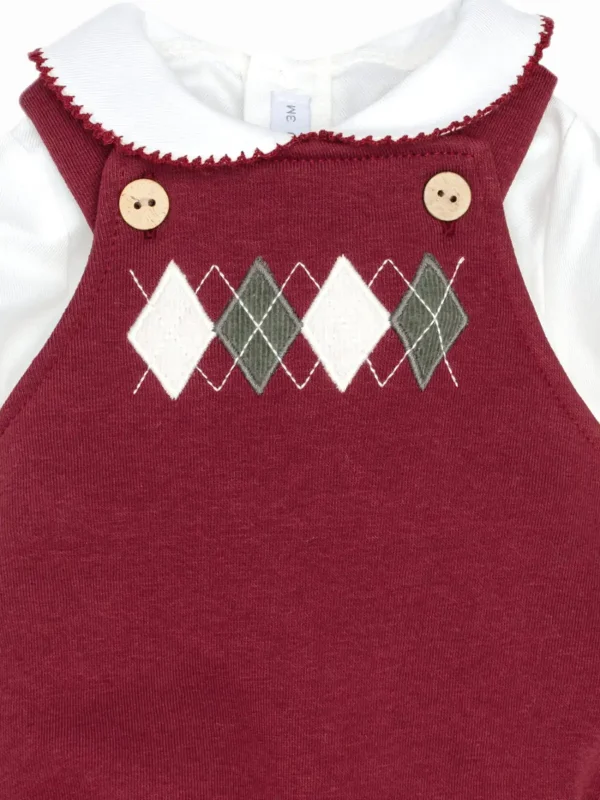 Ensemble bébé barboteuse bordeaux et blouse à col – Bordeaux