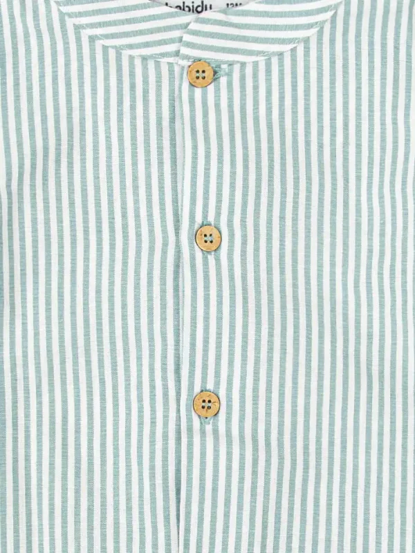 Completo bambino pantalone e camicia a righe - Verde