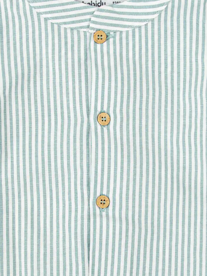 Completo bambino pantalone e camicia a righe - Verde - immagine 2