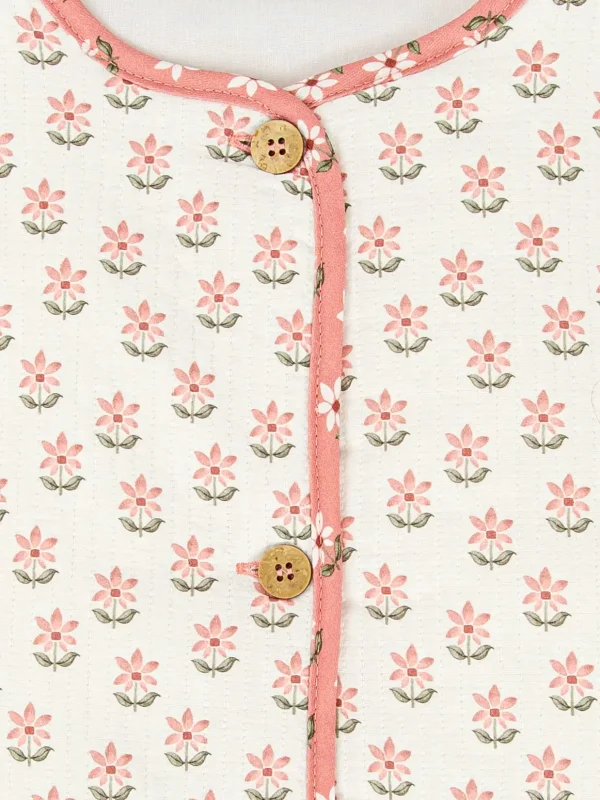 Chaleco acolchado sin mangas con flores - Rosa