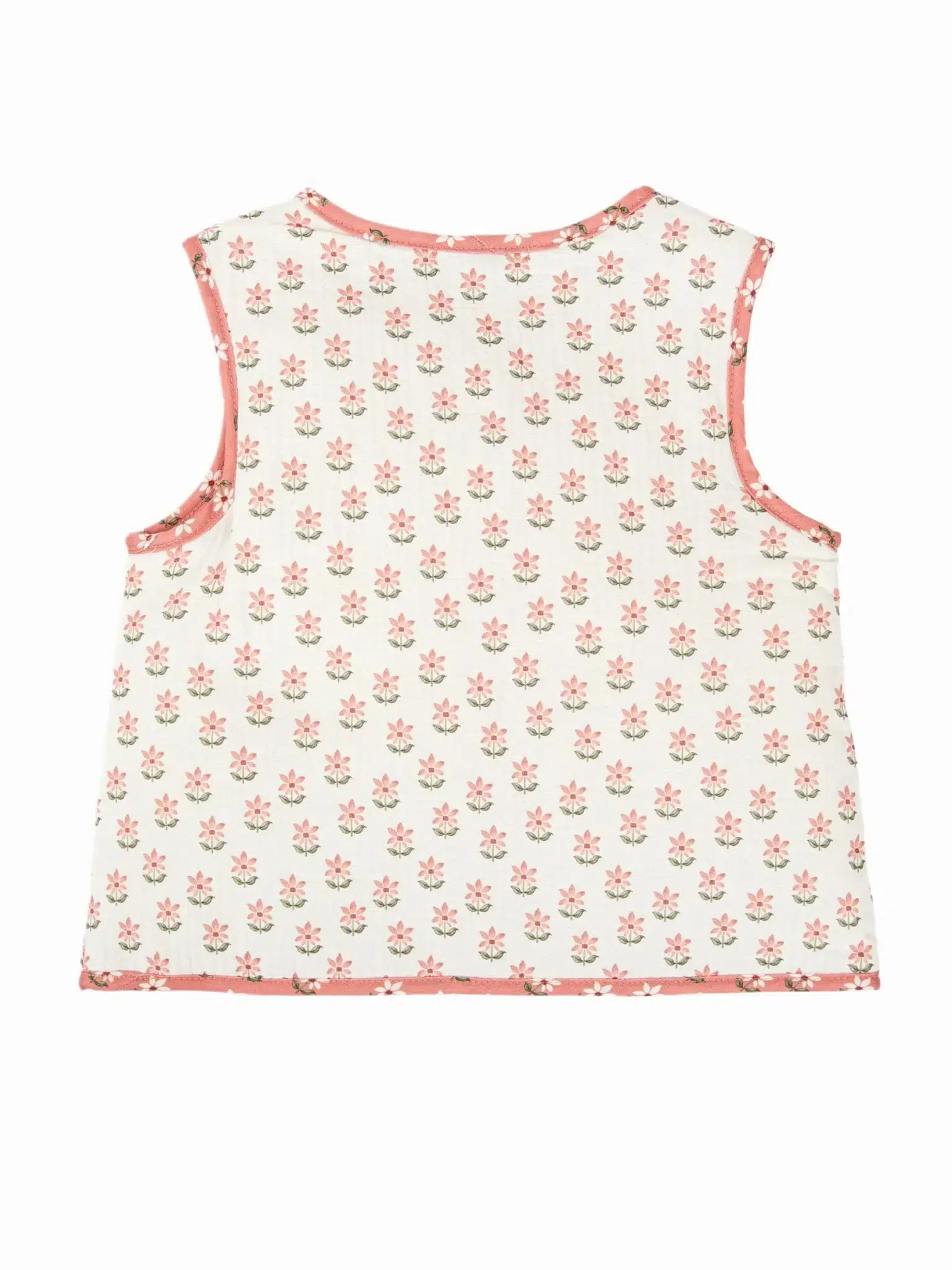 Chaleco acolchado sin mangas con flores - Rosa - Imagen 3