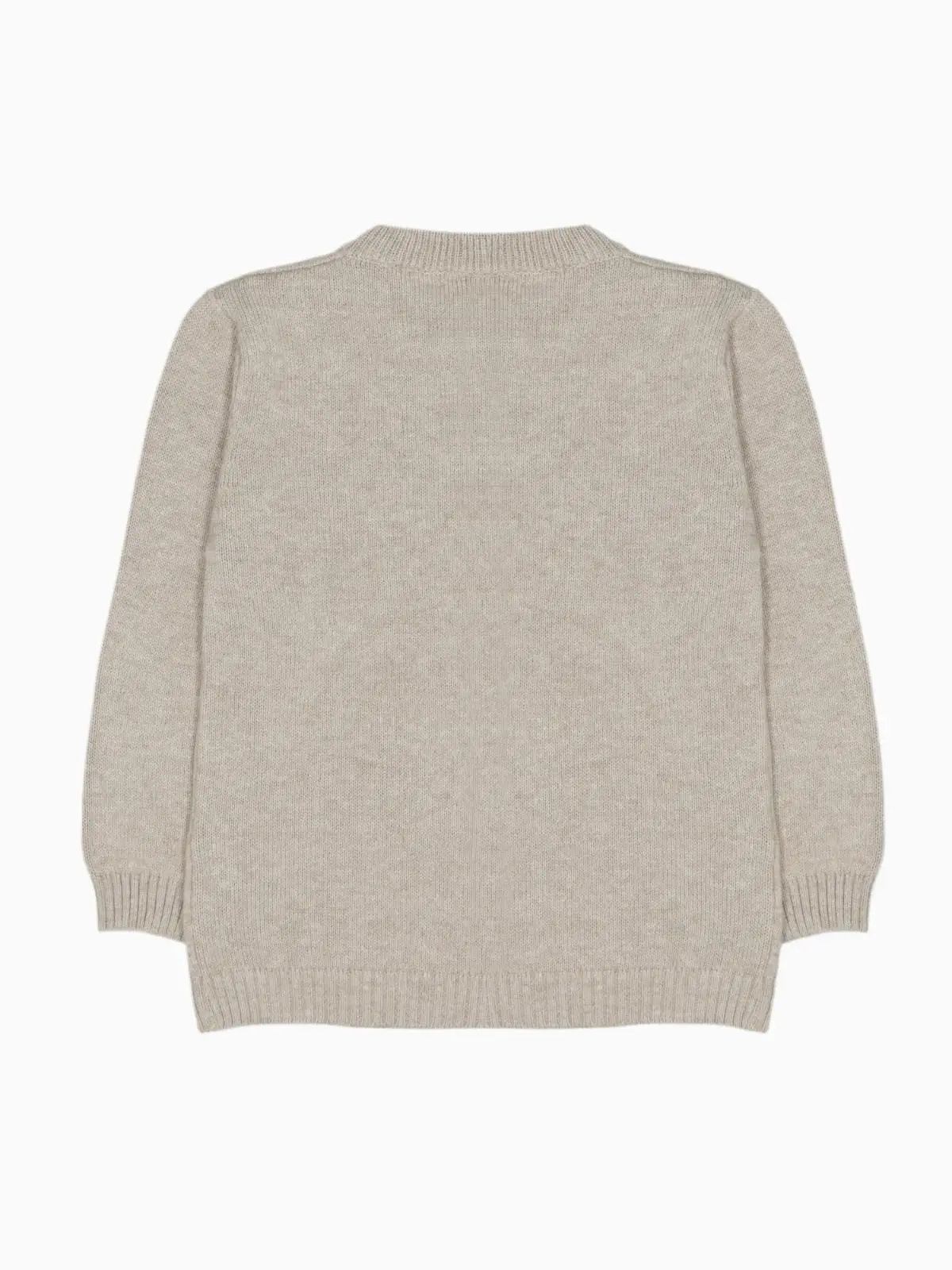 Pull garçon beige chiné en maille à motif de losanges vu de dos