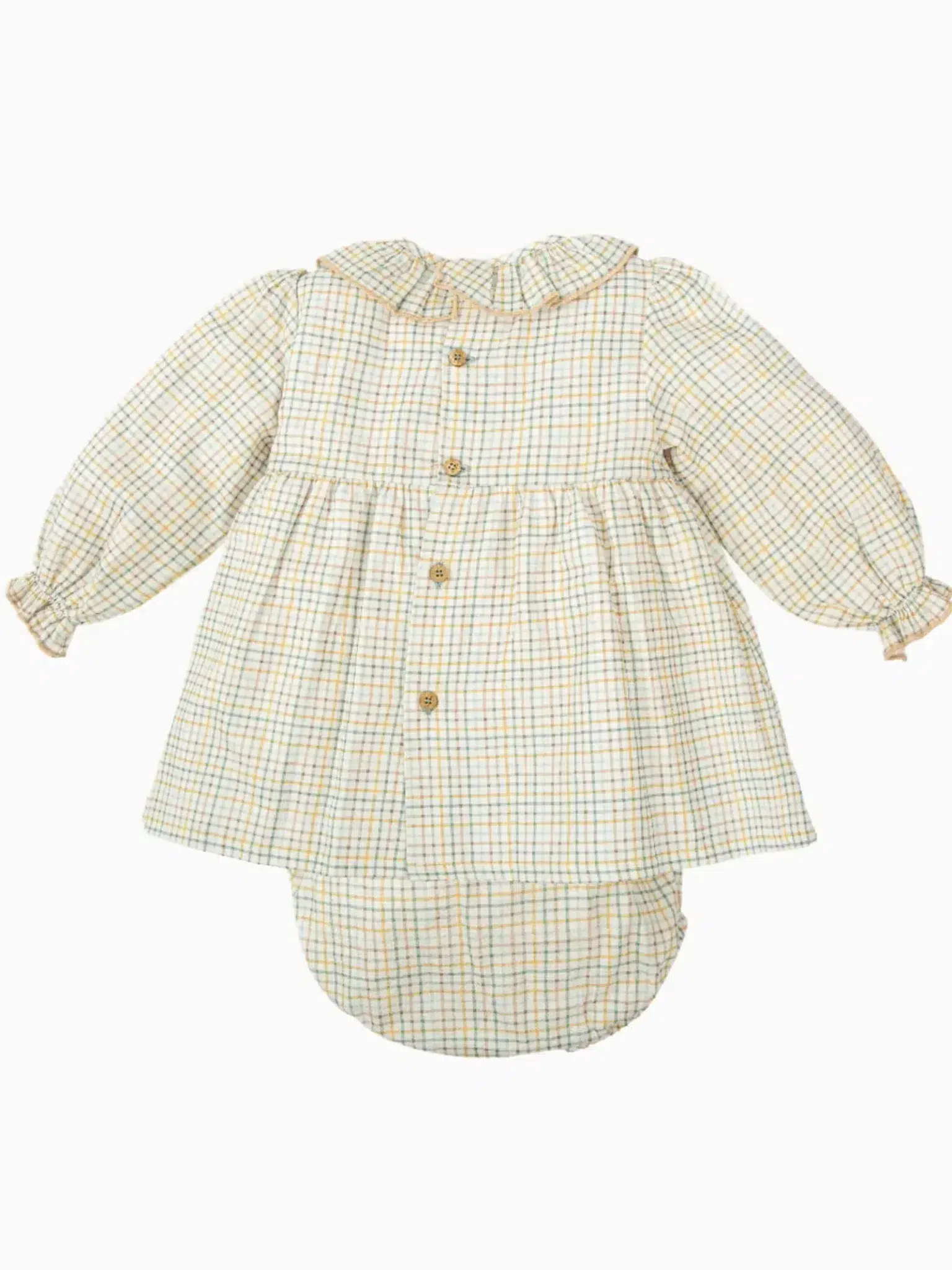 Abito corto a quadretti con smock e bloomer abbinato - Verde - immagine 5