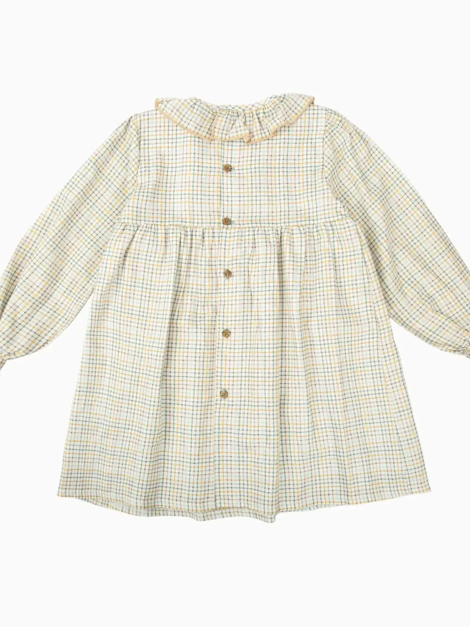 Vestito bambina a quadretti con smock - Verde - immagine 4