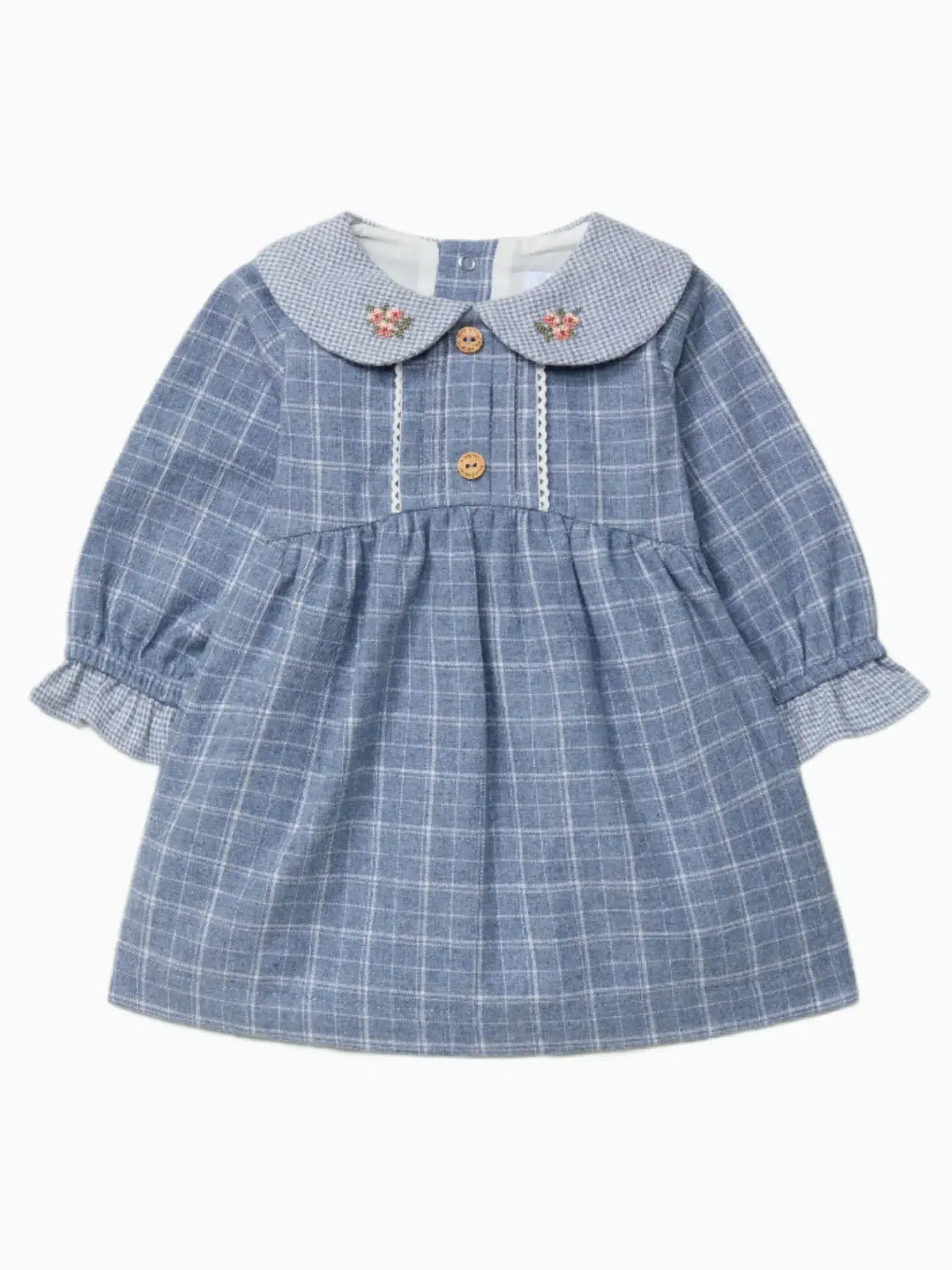 Robe fille à carreaux et micro-vichy - Bleu – Image 5