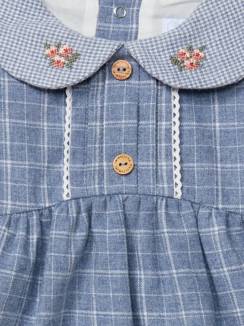Robe fille à carreaux et micro-vichy - Bleu – Image 2