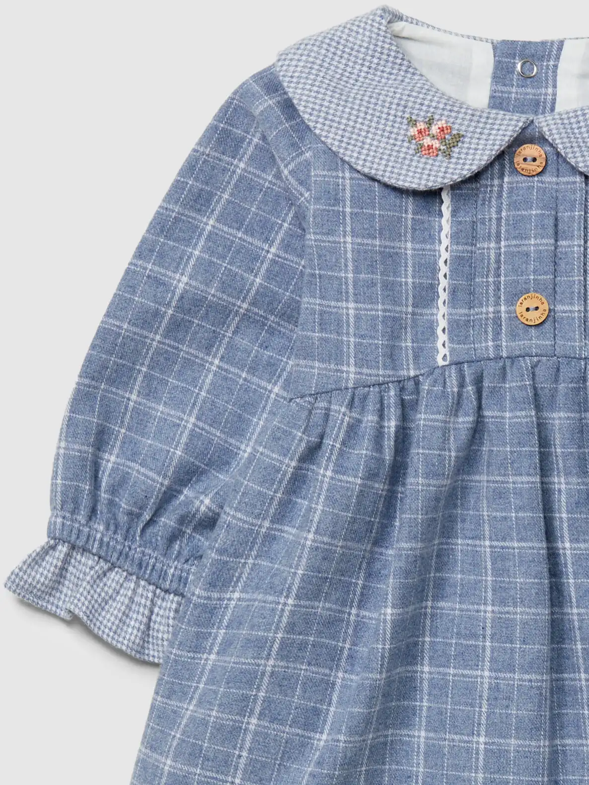 Robe fille à carreaux et micro-vichy - Bleu – Image 3