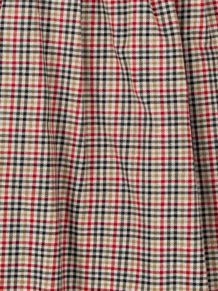 Robe fille écossaise à col volanté brodé - Bordeaux – Image 4