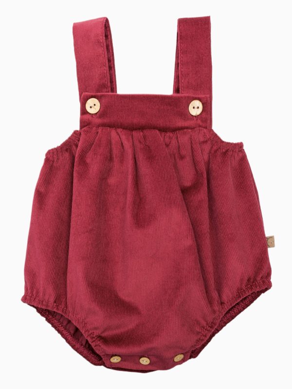 Barboteuse bébé en velours côtelé - Bordeaux