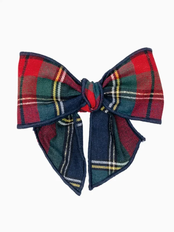 Molletta con fiocco scozzese - Blu navy