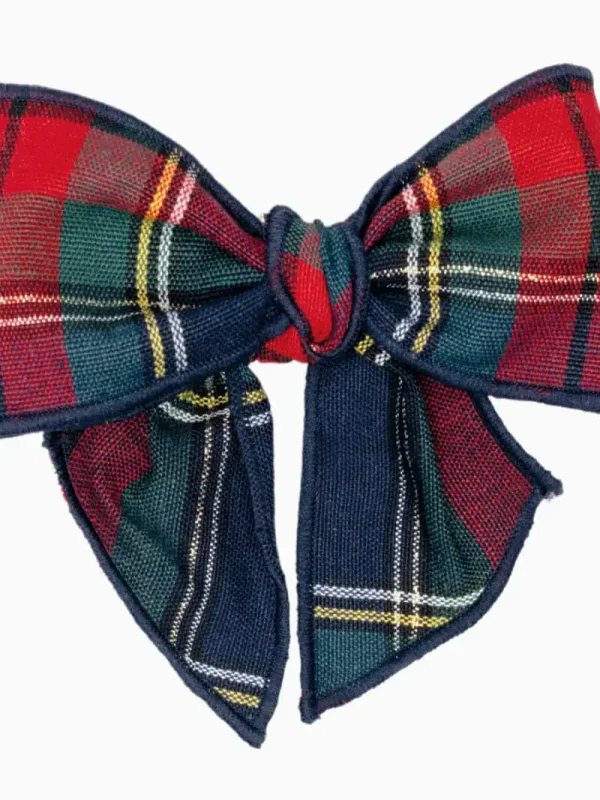 Molletta con fiocco scozzese - Blu navy