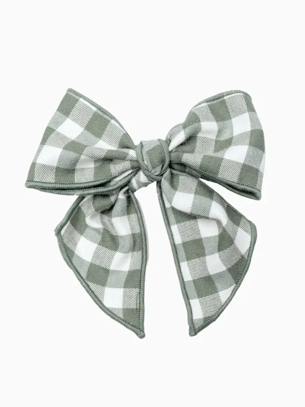 Fermaglio con fiocco vichy - Verde