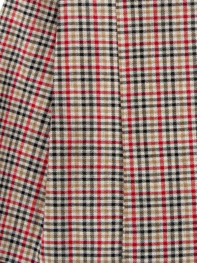 Ensemble fille blouse à col brodé et jupe écossaise - Bordeaux – Image 3