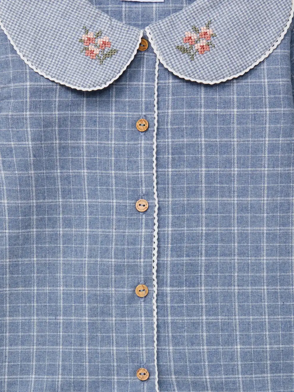 Chemise fille à carreaux et micro-vichy - Bleu – Image 2