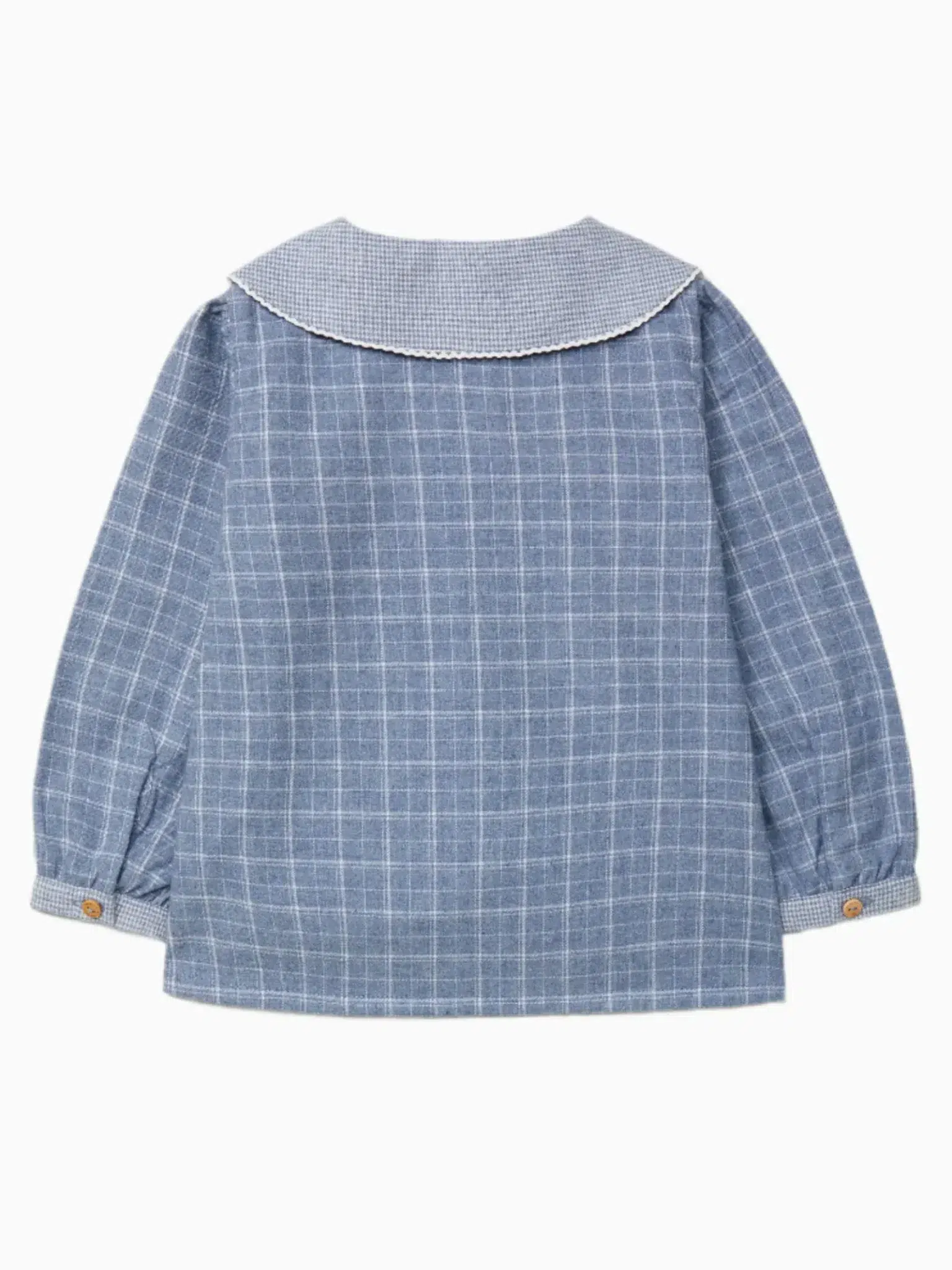 Chemise fille à carreaux et micro-vichy - Bleu – Image 3