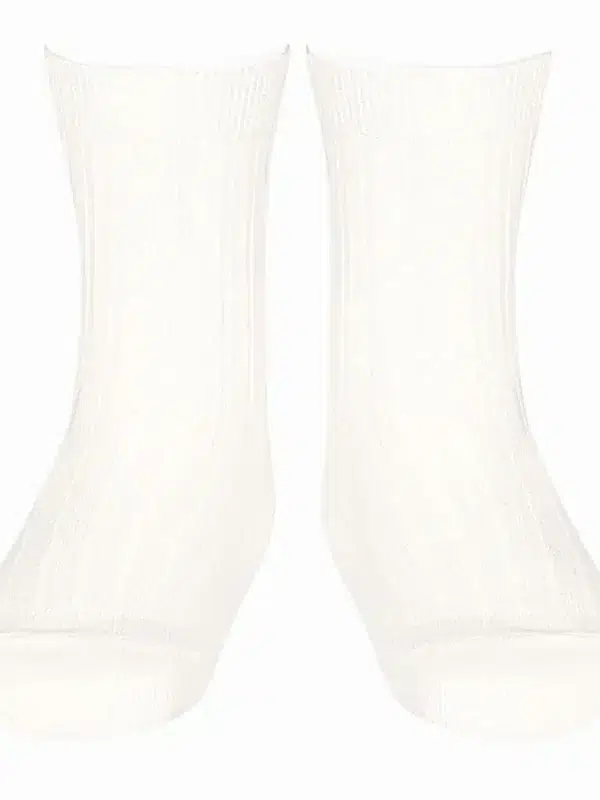 Calcetines cortos de bebé de canalé - Blanco