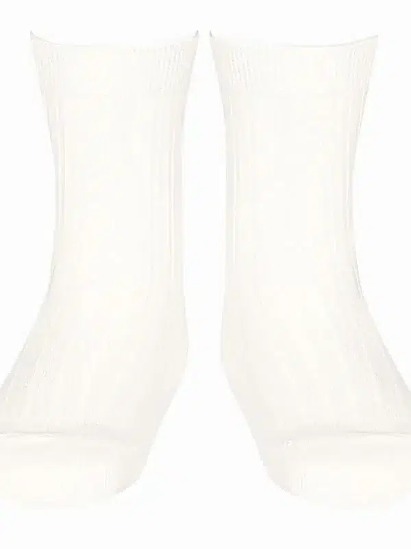 White Short Ribbed Baby Socks