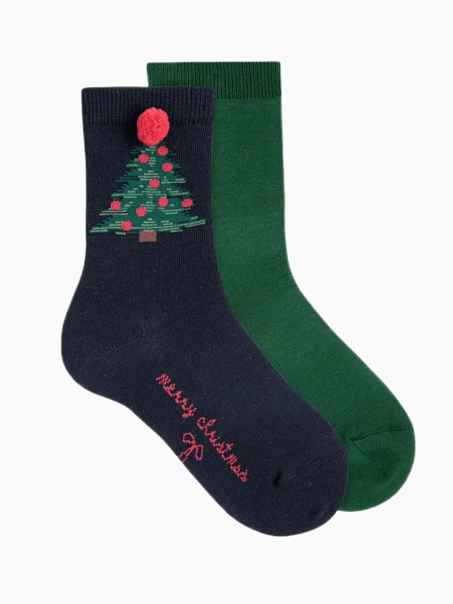 Set di 2 paia di calzini per bambini albero di Natale - Blu marino/verde
