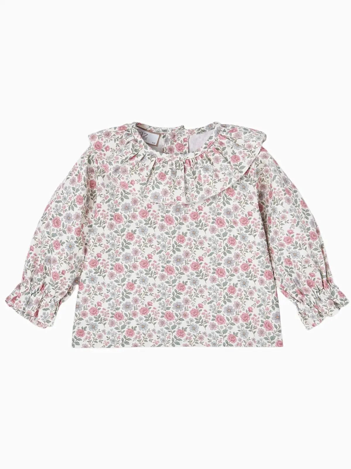 Blouse bébé fille à imprimé floral et col volanté – Rose – Image 3