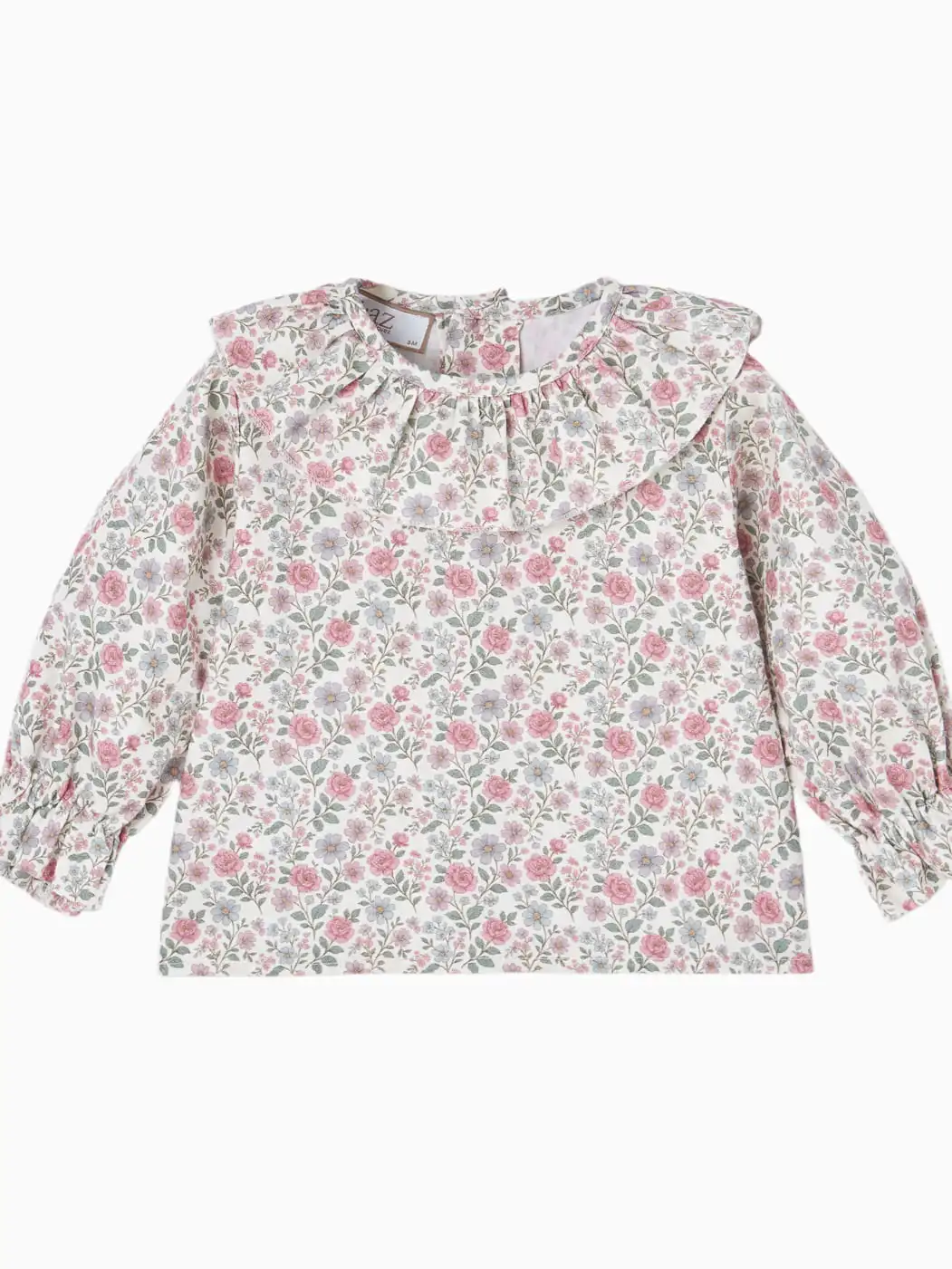 Blouse bébé fille à imprimé floral et col volanté – Rose