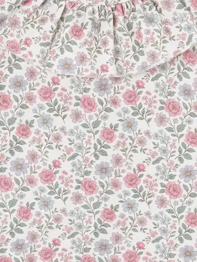 Blouse bébé fille à imprimé floral et col volanté – Rose