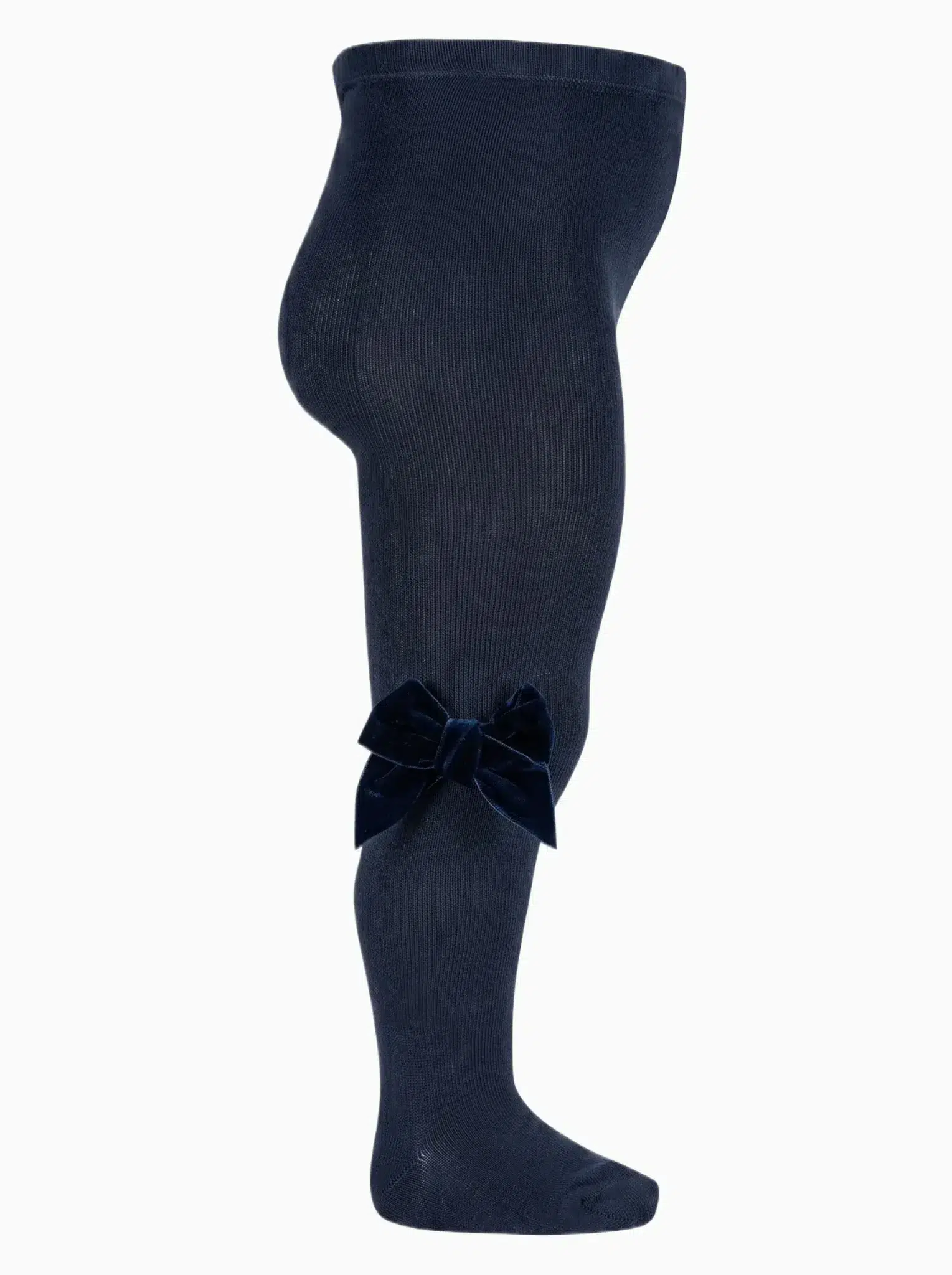 Leotardo para bebé niña con lazo de terciopelo – Azul marino