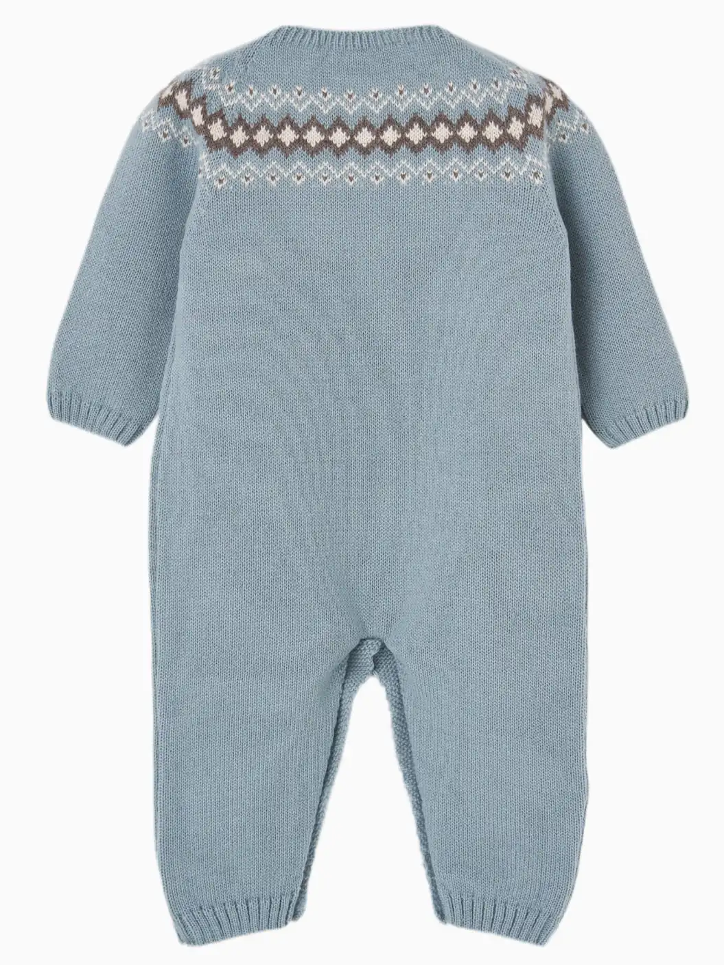 Combinaison bébé en laine à motif jacquard - Bleu – Image 3