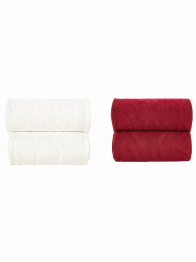 Set di 2 collant neonato a tinta unita - Crema/rosso