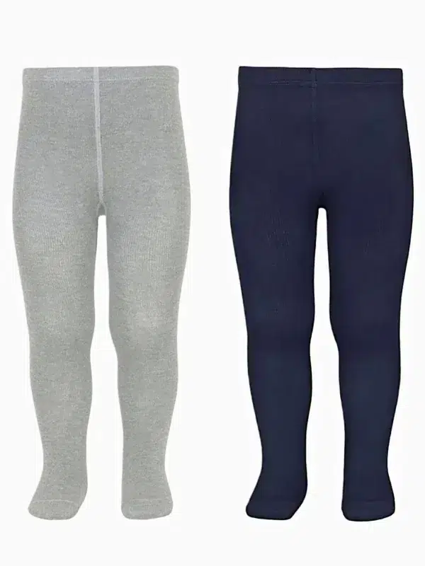 2-Pack Solid Baby Tights - Grey/Navy