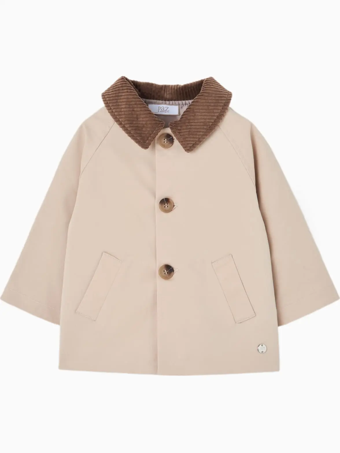 Manteau bébé à col en velours côtelé - Beige