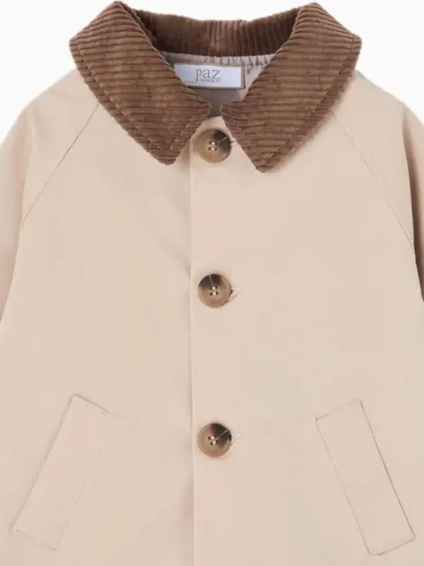 Manteau bébé à col en velours côtelé - Beige