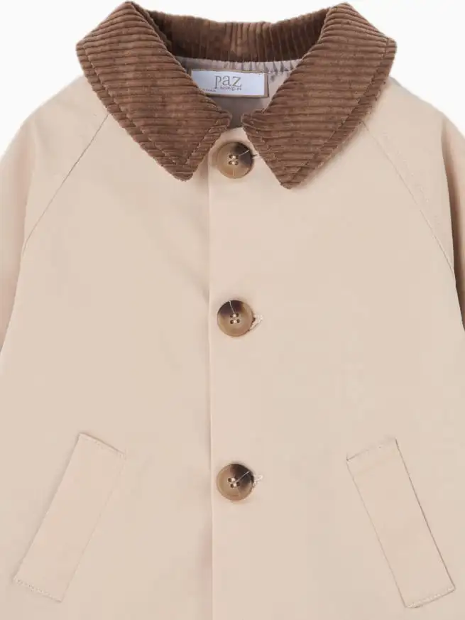 Manteau bébé à col en velours côtelé - Beige – Image 2