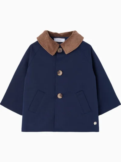 Manteau bébé à col en velours côtelé - Marine
