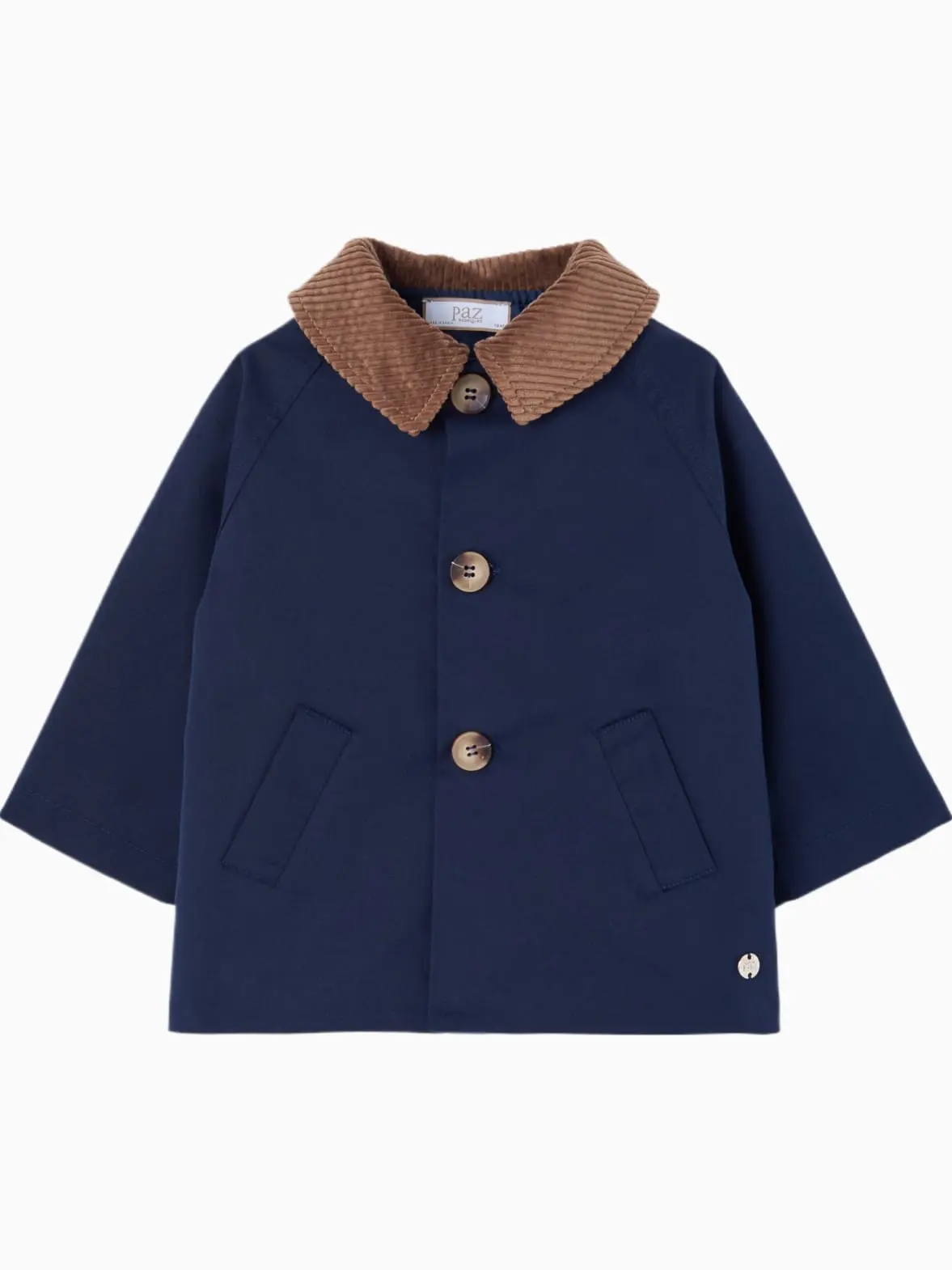 Manteau bébé à col en velours côtelé - Marine