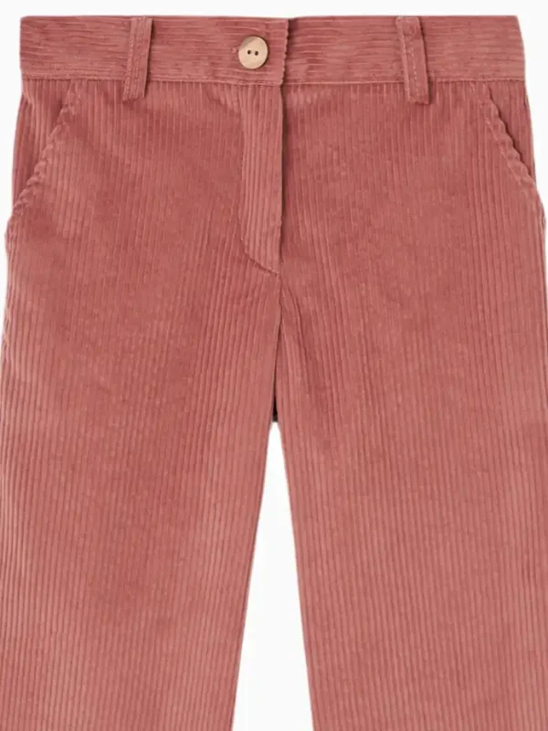 Pantalon fille en velours côtelé – Rose poudré