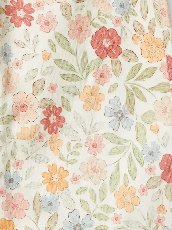 Girls' Floral Print Trousers - Multicolour