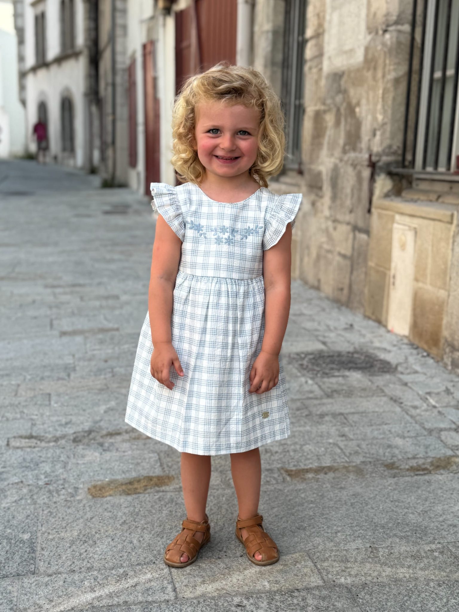 Vestito bambina a quadri - Blu/bianco
