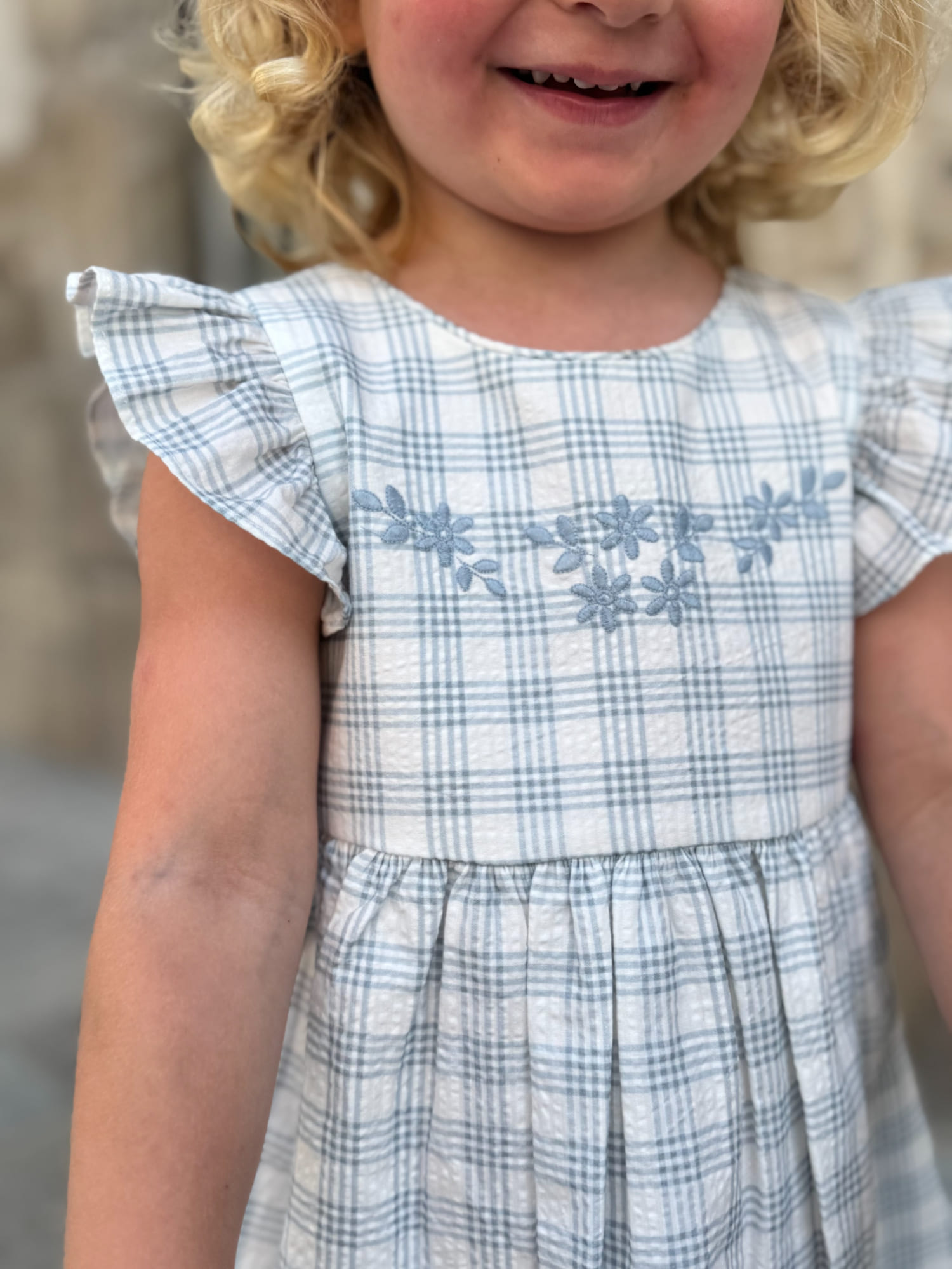 Vestito bambina a quadri - Blu/bianco - immagine 3