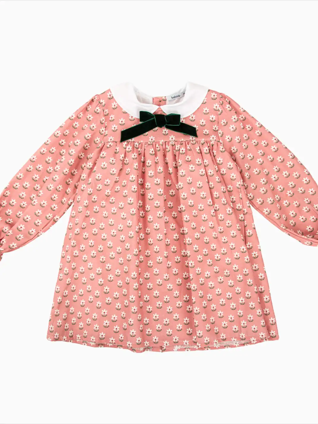 Vestido para niña con lazo de terciopelo - Rosa - Imagen 4