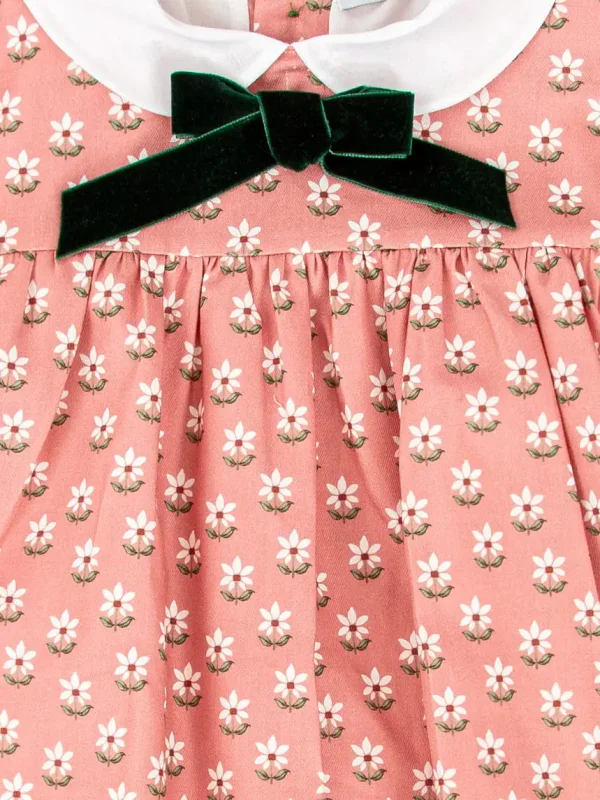 Vestido para niña con lazo de terciopelo - Rosa